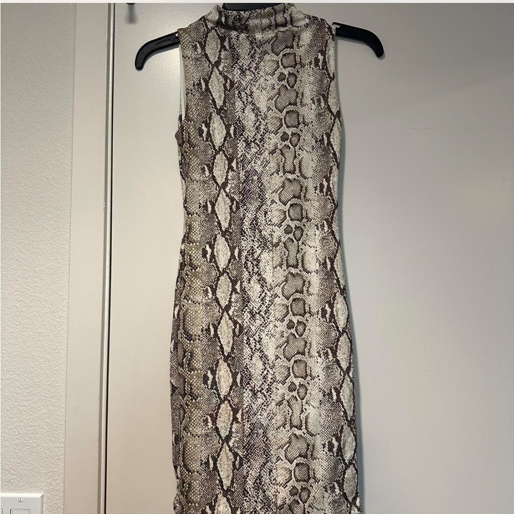 Naked Wardrobe Snake Print Dress - Black and Cream